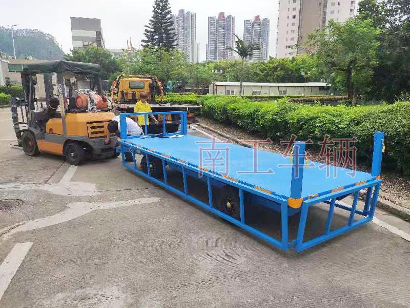 2噸下翻護欄牽引工業平板拖車 全掛式工具底盤拖車